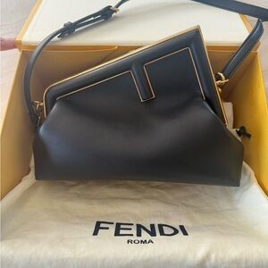 Fendi FirstBlack Leather Women's Shoulder Bag